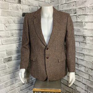 Vintage 90s Harris Tweed Blazer Wool Plaid Two Button Single Vent Sport Coat